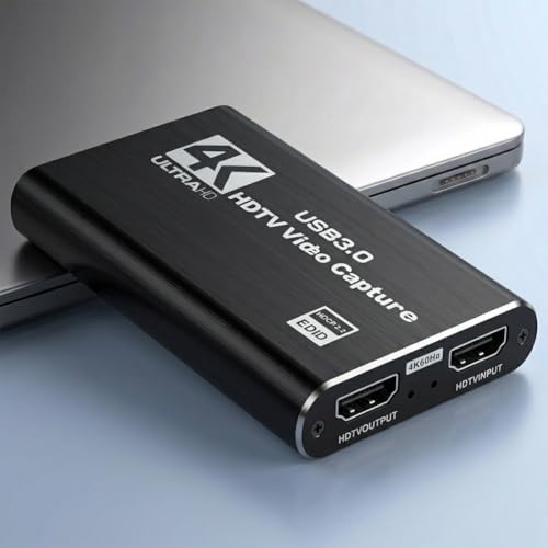 4K HDMI Capture Card USB 3.0 – 1080P 60FPS Gaming & Streaming Video Capture Card with HDMI Loop-Out, Plug & Play, No Driver Needed