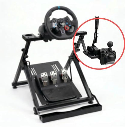 LGIB Gear Shifter & Handbrake Bracket for Racing Wheel Stand - Upgraded Add Handbrake Position, Dual-Side Adjustable Compatible with Most Gaming Simulators
