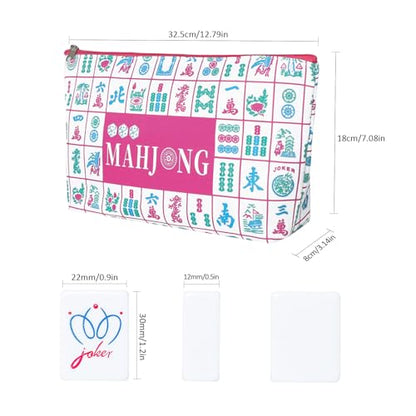 160 Engraved American Mahjong Game Set with Carrying Bag and Accessories, 1.2’’ Mahjong Tile Set - color: 1-white