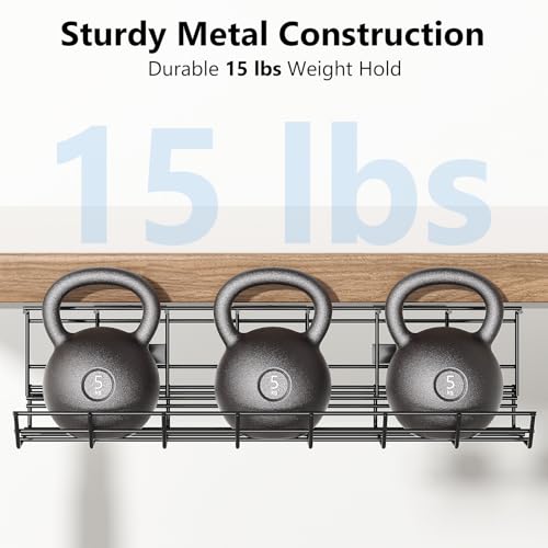 2 Pack DELAMU Under Desk Cable Management Tray, Metal Cord Cable Organizer for Desk, Easy Install Pre-drilled Wire Management Wire Organizer for Office & Home