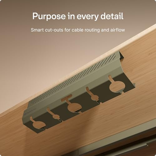 Desktronic Cable Duct Desk Green Set of 2 - Stainless Steel Cable Management Desk Cable Duct with 5 Cable Cut-Outs - Easy to Install Cable Organiser - Cable Holder - color: Green