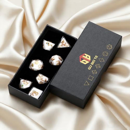 DND Dice Set 7-Pcs, Sharp Edge Cute Dog Style Resin Dice Polyhedral Resin Sharp Edge Dice for Roleplaying Games Dungeons and Dragons RPG MTG Table Games（Chihuahua） - color: White, style: Chihuahua
