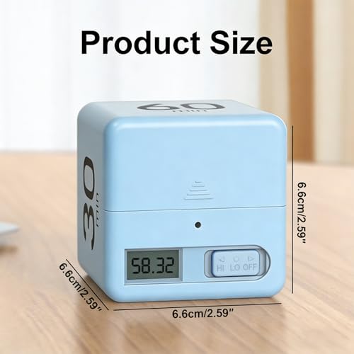 Gravity Sensor Flip Cube Timer Countdown Reminder Doing Time Management for Kitchen, Bedroom, Office, Living Room, Desk 15-20-30-60 Minutes (Blue) - color: Blue