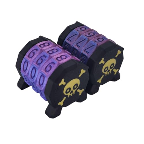 2 Pack Life Counter - HP Tracker with Tracking Card Slo MTG Skull Pattern Tabletop RPG Dungeons and Dragons(2pcs Black Gloden) - color: Black