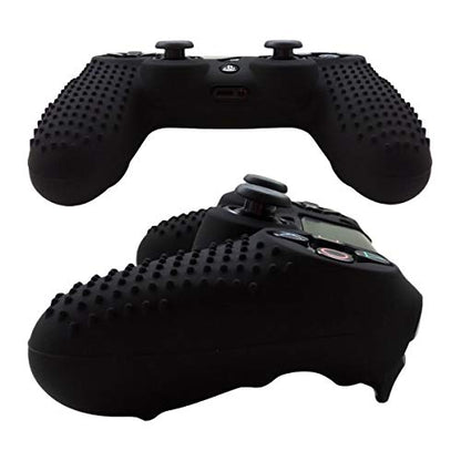 PS4 Controller DualShock4 Skin Grip Anti-Slip Silicone Cover Protector Case for Sony PS4/PS4 Slim/PS4 Pro Controller with 2 Thumb Grips (Black) - color: Black