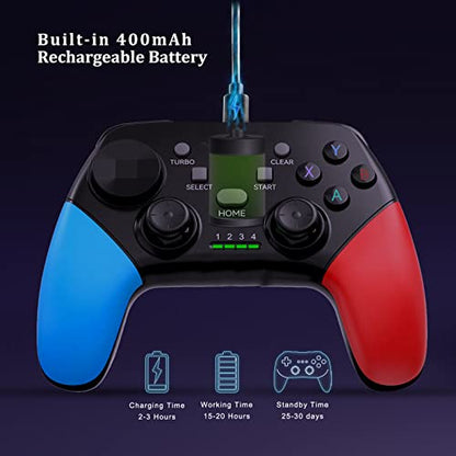 Megadream Wireless Mobile Gaming Controller Gamepad for iPhone/Android/iPad/PC/Switch/PS4/iPad Joystick with Phone Holder, Supported Cloud Game, Streaming on PS5/Xbox, Turbo, COD, Direct Play - color: Blue+Red