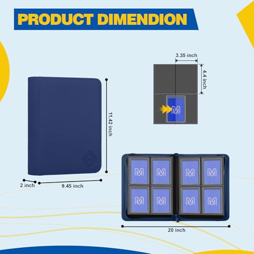 Toploader Binder,4-Pocket Side Load Trading Card Album, Holds 128 Cards | Top Loader Binder with Double-Sided Pockets for MTG, Sports Cards, Top Loader Storage（4 Dark Blue） - color: 4Dark Blue3