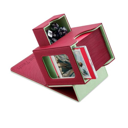 Mage Tech Card Deck Box for MTG Commander - Patented Design, Commander Display, Fits 100 Double-Sleeved Cards, 35pt Card Brick & Dice Tray - Red/Green - color: 3. Riot (Red/Green)