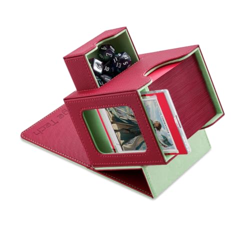 Mage Tech Card Deck Box for MTG Commander - Patented Design, Commander Display, Fits 100 Double-Sleeved Cards, 35pt Card Brick & Dice Tray - Red/Green - color: 3. Riot (Red/Green)