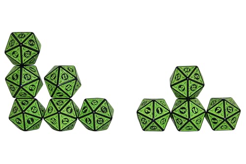 SmartDealsPro 10-Pack Retro 26mm Large 20 Sided Dice D20 Polyhedral Dice for DND RPG MTG Table Game(Retro Green) - color: Retro Green