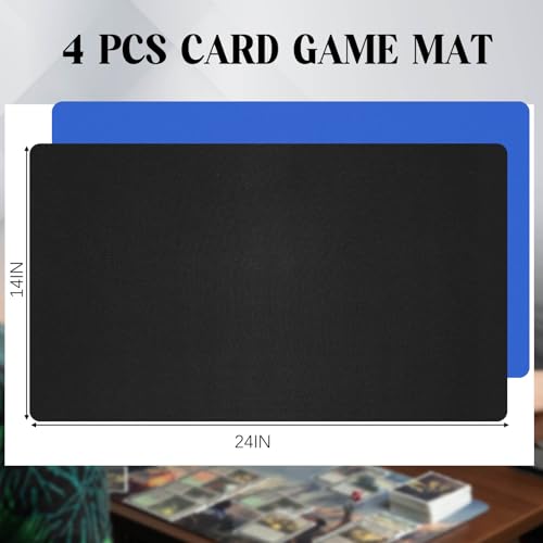 Ecally 4 Pcs Card Game Mats 24 x 14 Inch Playmat Table Smooth Playing Card Mat for TCG, Gameplay (Black,Blue) - color: Black, Blue