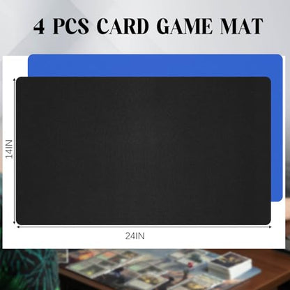 Ecally 4 Pcs Card Game Mats 24 x 14 Inch Playmat Table Smooth Playing Card Mat for TCG, Gameplay (Black,Blue) - color: Black, Blue