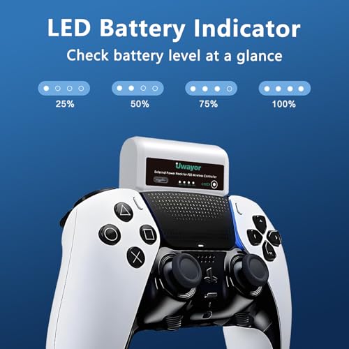 3500mAh External Battery for PS5 Controller, PS5 Replacement Battery Extender for Sony PlayStation 5 DualSense/Edge Controller with USB-C Charging Cable, Play and Charge Kit for PS5 Remote