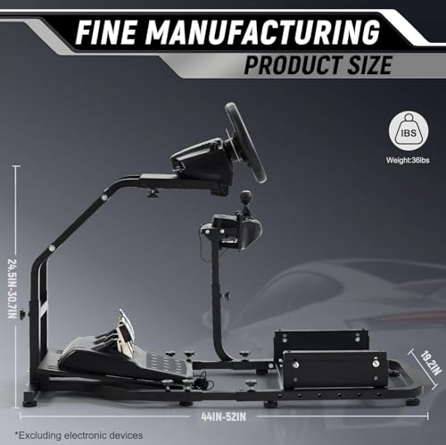 Marada Standing Racing Simulator Cockpit Racing Wheel Stand Fit for Logitech G25 G27 G29 G920 G923, for Thrustmaster T300 T500 T300RS, for Fanatec Adjustable,Without Wheel Pedal & Shifter