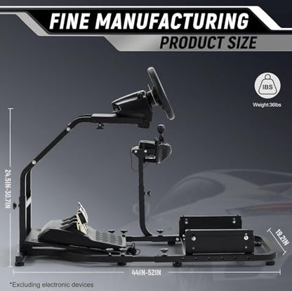 Marada Standing Racing Simulator Cockpit Racing Wheel Stand Fit for Logitech G25 G27 G29 G920 G923, for Thrustmaster T300 T500 T300RS, for Fanatec Adjustable,Without Wheel Pedal & Shifter
