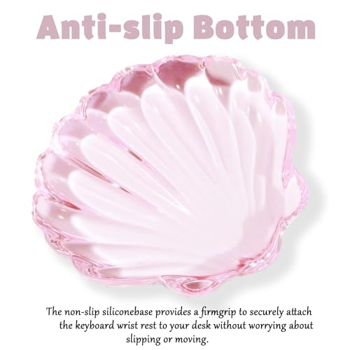 Gel Wrist Rest for Keyboard and Mouse Pink Transparent Shell Keyboard Wrist Rest Ergonomic Cute Pink Clear Cool Seashell Mouse Wrist Pad Silicone Non-Slip Support for Computer Gaming Home Office - color: Seashell Pink