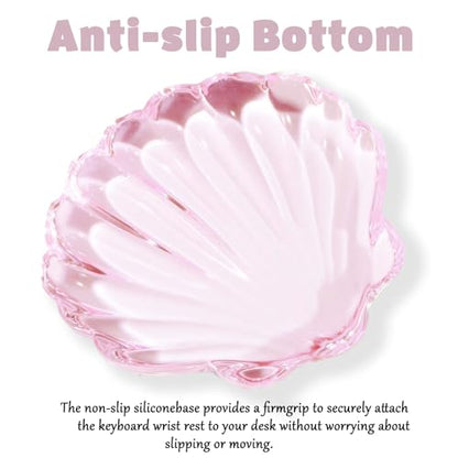 Gel Wrist Rest for Keyboard and Mouse Pink Transparent Shell Keyboard Wrist Rest Ergonomic Cute Pink Clear Cool Seashell Mouse Wrist Pad Silicone Non-Slip Support for Computer Gaming Home Office - color: Seashell Pink