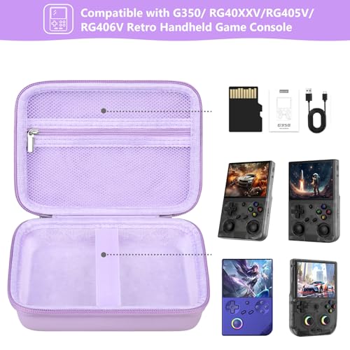 Supmay Hard Carrying Case for G350/RG35XX Pro/RG40XXV/RG405V/RG406V Retro Handheld Game Console, Retro Game Travel Storage Holder with Mesh Bag for SD Card, USB Charging Cable, User Manual, Purple - color: Purple