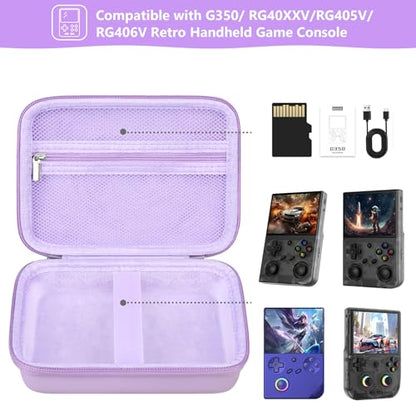 Supmay Hard Carrying Case for G350/RG35XX Pro/RG40XXV/RG405V/RG406V Retro Handheld Game Console, Retro Game Travel Storage Holder with Mesh Bag for SD Card, USB Charging Cable, User Manual, Purple - color: Purple