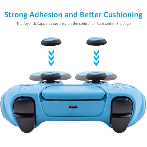 Ergonomic Soft Grip Skin Compatible with PS5 Controller, Anti-Slip Silicone Cover with 6 Thumb Grips Accessories Set Compatible with PlayStation 5 Controller (Starlight Blue) - color: Blue