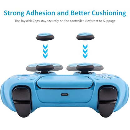 Ergonomic Soft Grip Skin Compatible with PS5 Controller, Anti-Slip Silicone Cover with 6 Thumb Grips Accessories Set Compatible with PlayStation 5 Controller (Starlight Blue) - color: Blue