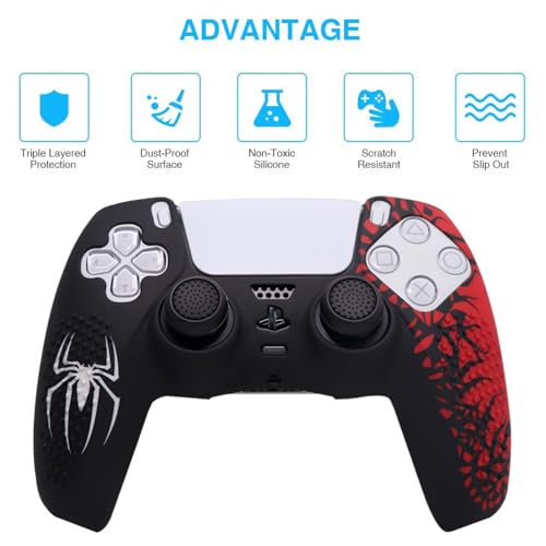 IVYUEEN Anti-Slip Silicone Skin for Playstation 5 PS5 Controller Protective Cover Case & Touch Pad Sticker for DualSense Controller