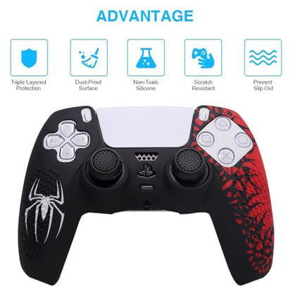 IVYUEEN Anti-Slip Silicone Skin for Playstation 5 PS5 Controller Protective Cover Case & Touch Pad Sticker for DualSense Controller