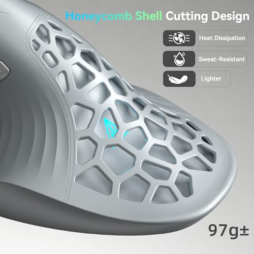 SOLAKAKA E9 PRO Ergonomic Vertical MMO Mouse with 8K Dongle, Gray-Silver | Ergonomic 45° Grip vertical,PAW3395 36000 DPI Sensor, Tri-Mode Wireless,10 Side Buttons,1000mAh Rechargeable,RGB - color: Gary