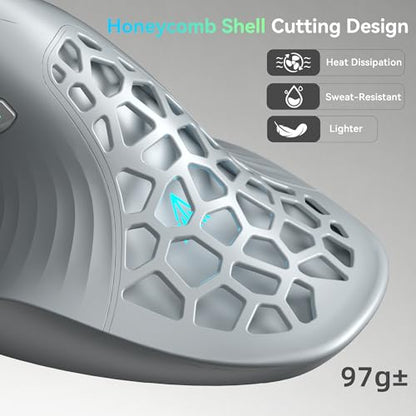 SOLAKAKA E9 PRO Ergonomic Vertical MMO Mouse with 8K Dongle, Gray-Silver | Ergonomic 45° Grip vertical,PAW3395 36000 DPI Sensor, Tri-Mode Wireless,10 Side Buttons,1000mAh Rechargeable,RGB - color: Gary
