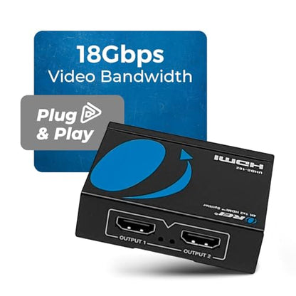 OREI UltraHD 4K @ 60 Hz 1 x 2 HDMI Splitter 1 in 2 Out (2 Port) 4:4:4 8-bit - Does Not Bypass HDCP, 18 Gbps, 4K HDMI Splitter | OREI UltraHD 4K@60Hz 1x2 HDMI Splitter 1 in 2 Out - 8-bit, 18 Gbps, 4K - Does Not Bypass HDCP - size: 1x2, style: Splitter