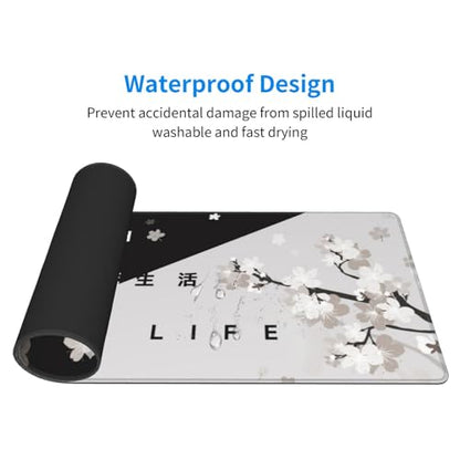 Extended Gaming Mouse Pad, Large Gaming Mouse Waterproof with Stitched Edges, Non-Slip Desktop Pad for Home and Office, Level Up Your 31.5x11.8 Inch… (Black and White Life) - color: Black and White Life