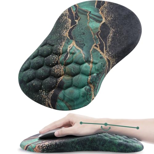 Ergonomic Mouse Pad Wrist Rest, 15° Memory Foam, Non-Slip PU Base | 15° Ergonomic Tilt, 100% Memory Foam, Smooth Lycra Surface, for Office & Gaming, Pain Relief Wrist Support Green Gold - color: Green Gold