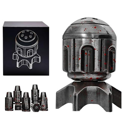 Roulette Dice Spinner for DND Dice Set, 7 Metallic Polyhedral D&D Dice with Gift Case for DND Game, RPG Role Playing Table Game Gifts (Bloodstain) - color: Bloodstain