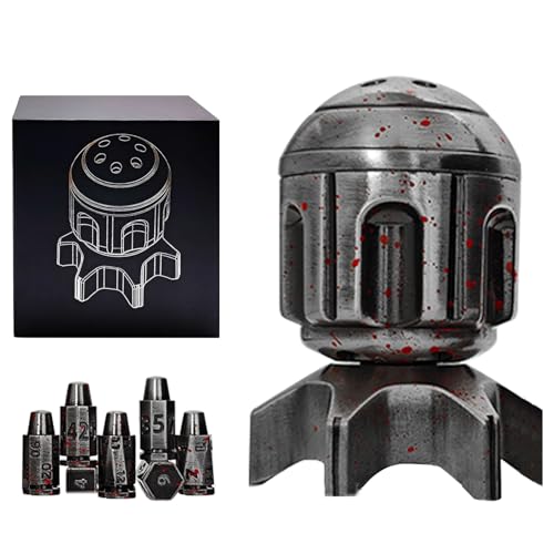 Roulette Dice Spinner for DND Dice Set, 7 Metallic Polyhedral D&D Dice with Gift Case for DND Game, RPG Role Playing Table Game Gifts (Bloodstain) - color: Bloodstain