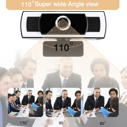Webcam with Microphone, 1080P auto Zoom, Software Control & Privacy Cover, USB HD Computer Web Camera, Plug and Play, for Zoom/Skype/Teams, Conferencing and Video Calling - color: black-1pack