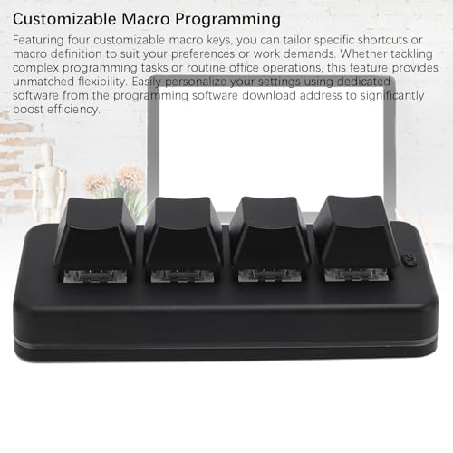 4 Key Mini Keypad, One Handed Mechanical Gaming Keyboard, Wired USB Programming Macro Keypad with RGB Dynamic Lighting for Game Editing Working