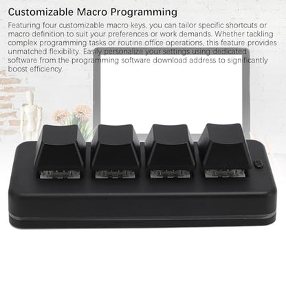 4 Key Mini Keypad, One Handed Mechanical Gaming Keyboard, Wired USB Programming Macro Keypad with RGB Dynamic Lighting for Game Editing Working