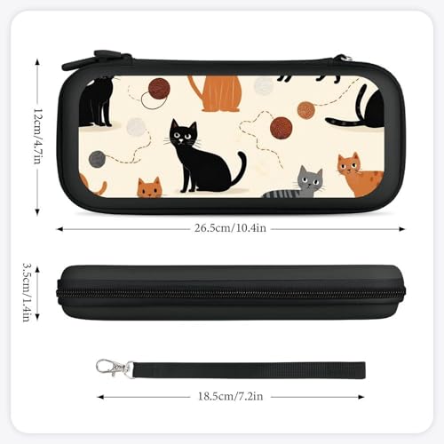 Protective Carrying Case Compatible with Switch, Travel Game Console Holder Bag with 15 Game Cartridges, Beige Cat Hard Shell Pouch - color: Color(81)