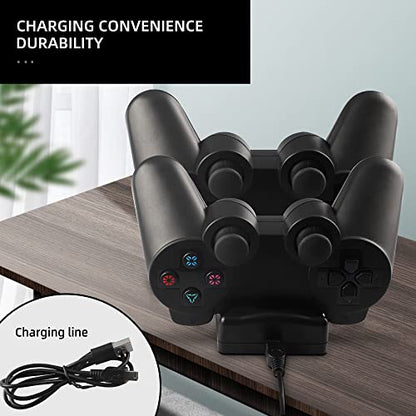 Xahpower Controller Charger Station for PS3, Charging Dock for Sony PlayStation 3 Original Wireless Dual Controller and Move with LED Light Indicator and Charging Cable