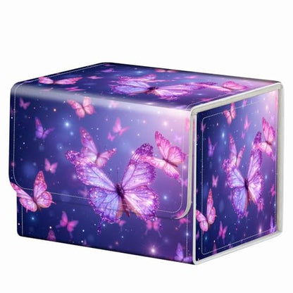 Strong Magnet for TCG MTG Commander Deck Box Playing Card Case Magic Deck Box Creative Pattern Trading Card Storage Box for Collectible Games, Purple Glowing Butterfly - color: Purple Glowing Butterfly