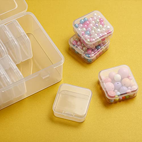 Mathtoxyz Small Bead Organizers, 30 Pieces Plastic Storage Cases Mini Clear Bead Storage Containers Transparent Boxes with Hinged Lid and Rectangle Clear Craft Supply Case - color: Clear - 2P