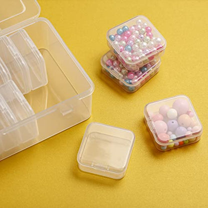 Mathtoxyz Small Bead Organizers, 30 Pieces Plastic Storage Cases Mini Clear Bead Storage Containers Transparent Boxes with Hinged Lid and Rectangle Clear Craft Supply Case - color: Clear - 2P