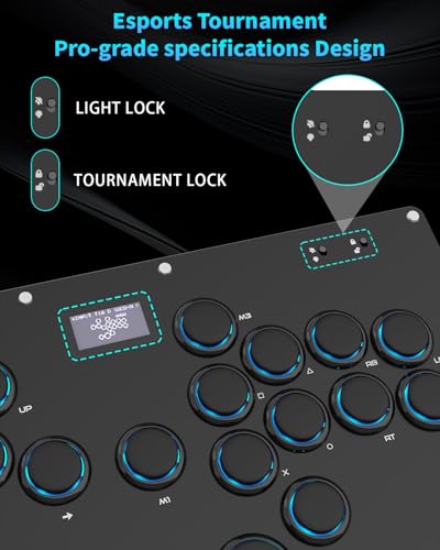 GuileKeys GK-18 Leverless Arcade Stick, All-Button Fight Controller with 18 Keys, RGB Lights, Hot-Swappable for PS5/PS4/PS3/PC/Switch, Arcade Fight Stick Black - color: GK-18 Black