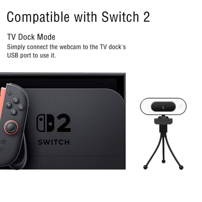 1080P USB Camera for Switch 2/ PC, Ring Light & 3-Level Brightness - Streaming Camera with Built-in Mic, Tripod & Plug&Play for Zoom/Skype/Facetime, PC/Mac/Laptop - color: Black-02