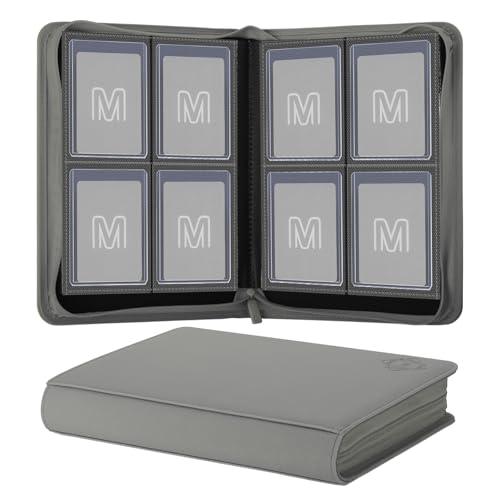 Toploader Binder,4-Pocket Side Load Trading Card Album, Holds 128 Cards | Top Loader Binder with Double-Sided Pockets for MTG, Sports Cards, Top Loader Storage（4 Dark Grey） - color: 4Dark Grey2