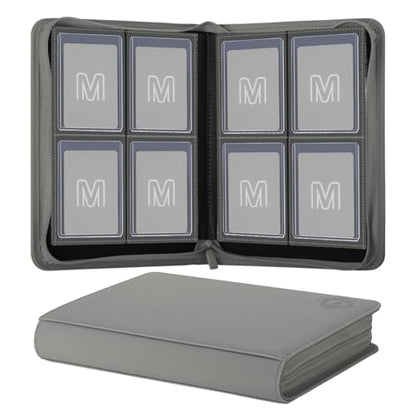 Toploader Binder,4-Pocket Side Load Trading Card Album, Holds 128 Cards | Top Loader Binder with Double-Sided Pockets for MTG, Sports Cards, Top Loader Storage（4 Dark Grey） - color: 4Dark Grey2