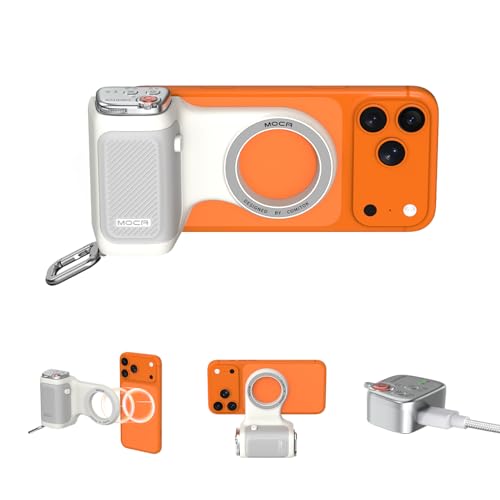 COMITOK MOCA - iPhone Camera Grip - for Native Camera Control with Removable Remote & Built-in Keychain, Magnetic Phone Camera Grip No Need App Support iOS26/17/18, Fun Shot Magnetic Grip with 1/4 Nut - color: White, size: MOCA