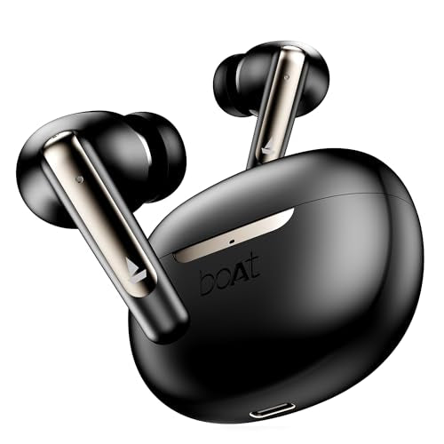 boAt Newly Launched Airdopes 141 ANC TWS Earbuds with 42 hrs Playback/50 ms Low Latency Beast™Mode/IWP™Tech/Signature Sound/Quad Mics with ENx™/ASAP™ Charge/USB Type-C Port/IPX5 (Gunmetal Black) - color: Gunmetal black