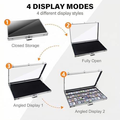Card Display Case Aluminum Trade Show Display Case Large Portable Trading with Lock for Collectibles, Sports Cards. 34IN x 22IN - Silver - size: 34"X 22'-Silver