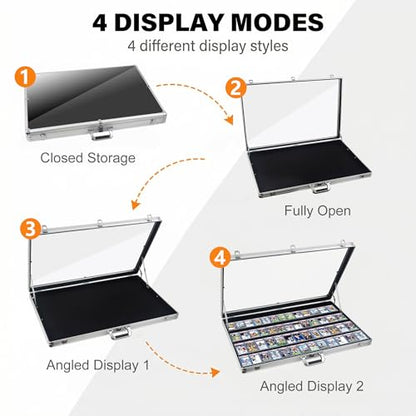 Card Display Case Aluminum Trade Show Display Case Large Portable Trading with Lock for Collectibles, Sports Cards. 34IN x 22IN - Silver - size: 34"X 22'-Silver